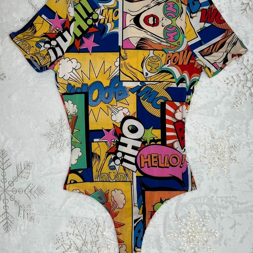 Comic Mock Neck Bodysuit